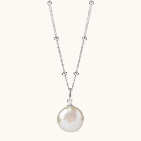 Round Pearl Necklace Silver